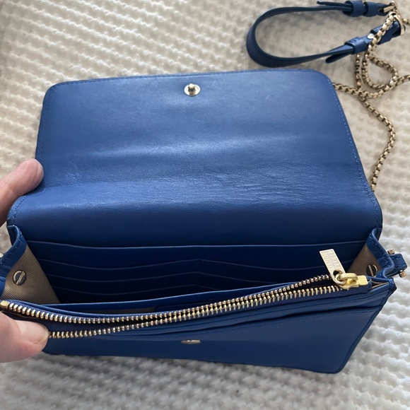 New Stuart Weitzman Blue Leather Crossbody Clutch - Picture 6 of 13